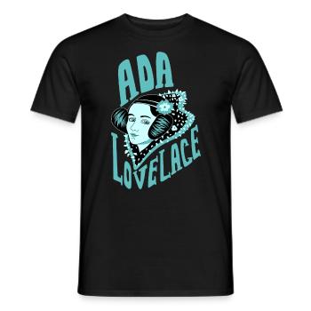 Ada Lovelace Blau - Inspirational Mathematician - Men's T-Shirt - black - Front - AI Model Male 178 light (178cm)