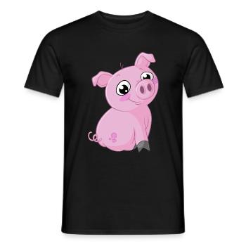 Süßes Comic Schweinchen - Männer T-Shirt - Schwarz - Vorne - AI Model Male 178 light (178cm)