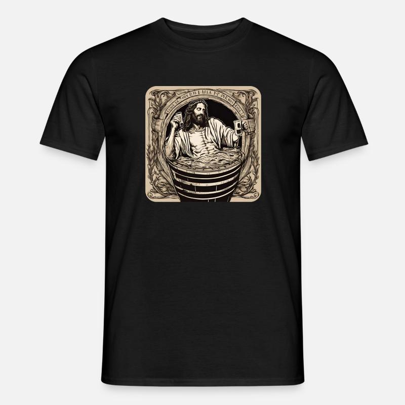 Jesus badet im Bier - Männer T-Shirt - Schwarz