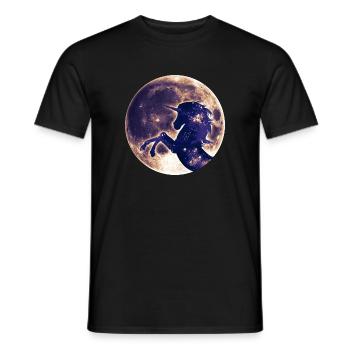 Unicorn full moon, galaxy, space, horse, fantasy - Men's T-Shirt - black - Front - AI Model Male 178 light (178cm)