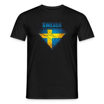 Sweden Superhero Flag Swedish Symbol - Men's T-Shirt - black - Front - AI Model Male 178 light (178cm)