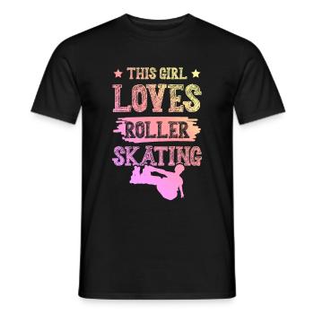 Une fille adore les patins à roulettes - T-shirt homme - noir - Devant - AI Model Male 178 light (178cm)