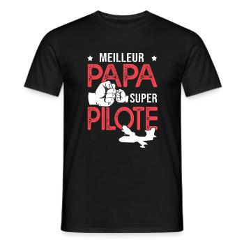 Cadeau papa meilleur papa pilote de canadaire - T-shirt homme - noir - Devant - AI Model Male 178 light (178cm)