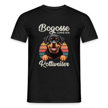 Bogosse comme mon Rottweiller cadeau chien - T-shirt homme - noir - Devant - AI Model Male 178 light (178cm)
