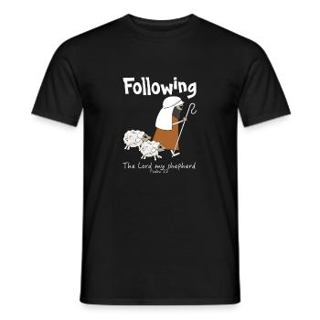 Christian Design - Schafe nach dem Guten - Männer T-Shirt - Schwarz - Vorne - AI Model Male 178 light (178cm)