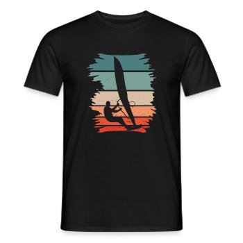 vintage retro windsurfer silhouette - Men's T-Shirt - black - Front - AI Model Male 178 light (178cm)
