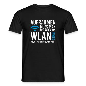 Erst aufräumen wenn das WLAN Signal schwach wird - Männer T-Shirt - Schwarz - Vorne - AI Model Male 178 light (178cm)