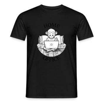 Monkey on Bed in Home Office - Men's T-Shirt - black - Front - AI Model Male 178 light (178cm)