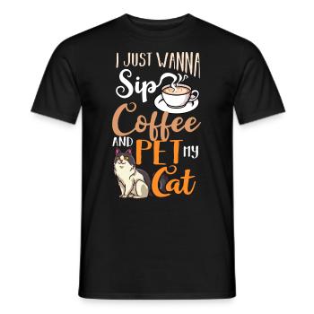 Cafetière Chat Machine Chaton Tasse Grains - T-shirt homme - noir - Devant - AI Model Male 178 light (178cm)