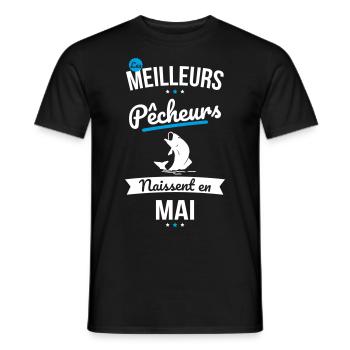 Les meilleurs pêcheurs naissent en Mai - T-shirt homme - noir - Devant - AI Model Male 178 light (178cm)