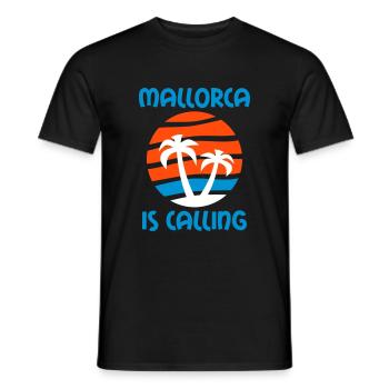 Mallorca is calling (palm trees, island, water, sun) - Men's T-Shirt - black - Front - AI Model Male 178 light (178cm)