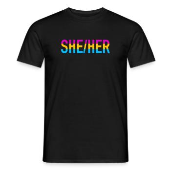 She Her Pronoun Pan Pride Month LGBT Pansexual - Men's T-Shirt - black - Front - AI Model Male 178 light (178cm)