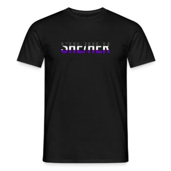 She Her Pronoun Ace Pride Gift LGBT Asexual - Men's T-Shirt - black - Front - AI Model Male 178 light (178cm)