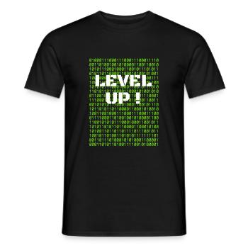 Level up and binary code - Men's T-Shirt - black - Front - AI Model Male 178 light (178cm)