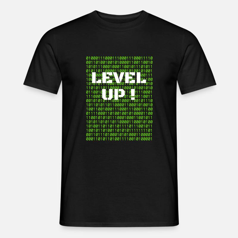 Level up and binary code - Men’s T-shirt - black