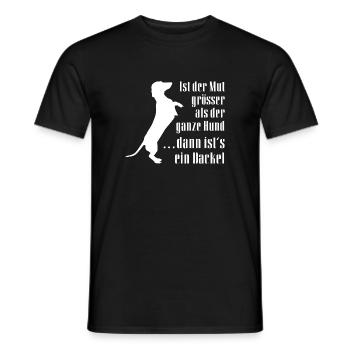 Mutiger Dackel Dackelsilhouette und Spruch - Männer T-Shirt - Schwarz - Vorne - AI Model Male 178 light (178cm)