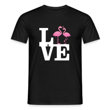 Love Flamingo Couple with heart - Männer T-Shirt - Schwarz - Vorne - AI Model Male 178 light (178cm)