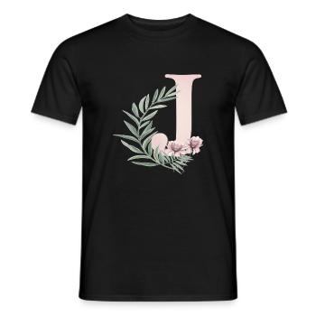 Letter J with flowers - Men's T-Shirt - black - Front - AI Model Male 178 light (178cm)