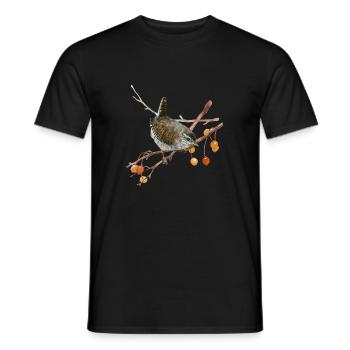 Lovingly hand-painted fence king on a branch - Men's T-Shirt - black - Front - AI Model Male 178 light (178cm)