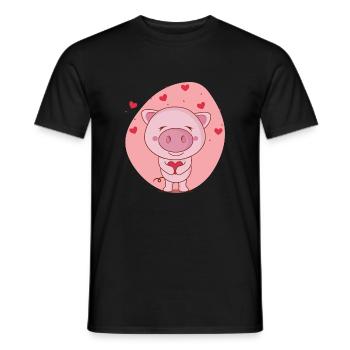 oink oink Love - Men's T-Shirt - black - Front - AI Model Male 178 light (178cm)