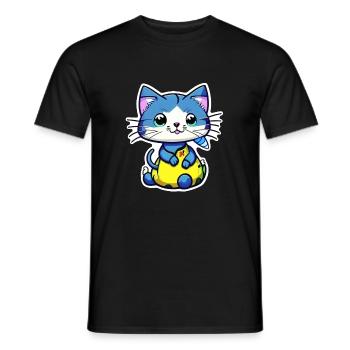 chat kawaii - mignon - manga - T-shirt homme - noir - Devant - AI Model Male 178 light (178cm)