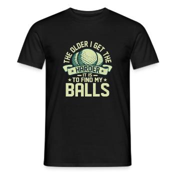 Plus je vieillis, plus il est difficile de trouver mes couilles - T-shirt homme - noir - Devant - AI Model Male 178 light (178cm)