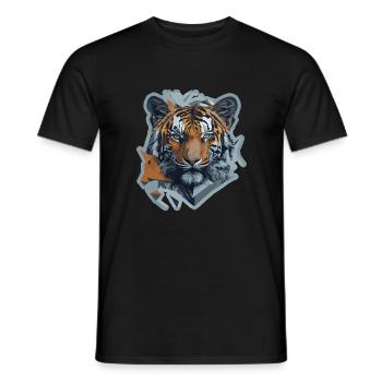 Tiger Polyart - Männer T-Shirt - Schwarz - Vorne - AI Model Male 178 light (178cm)