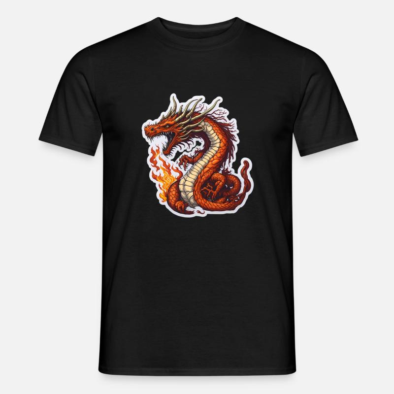 Drache Drachen Feuerdrache Cool - Männer T-Shirt - Schwarz