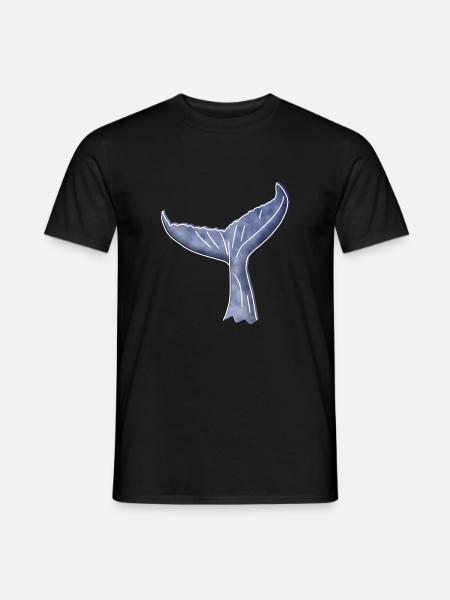 "Walflosse", Boho Line Art Design, Serie "Ocean" - Männer T-Shirt - Schwarz