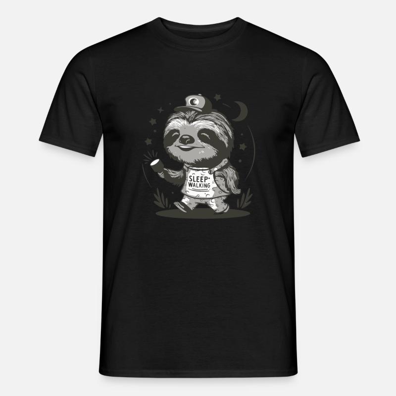 Sloth Sleepwalker Night - Männer T-Shirt - Schwarz
