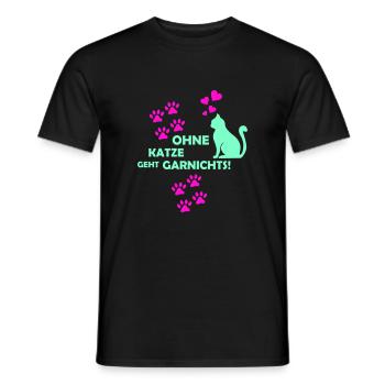 Nothing works without a cat 01 - Men's T-Shirt - black - Front - AI Model Male 178 light (178cm)
