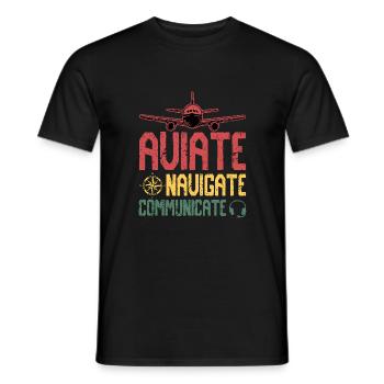 Aviate Navigate Communicate - Men's T-Shirt - black - Front - AI Model Male 178 light (178cm)