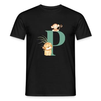 Buchstabe p grüne Dschungeltiere - Männer T-Shirt - Schwarz - Vorne - AI Model Male 178 light (178cm)
