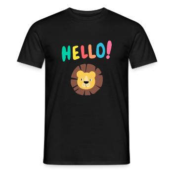 Hello Löwe - Löwenkopf - Geschenkidee - Kinder - Männer T-Shirt - Schwarz - Vorne - AI Model Male 178 light (178cm)