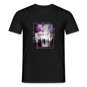 Japanese Streetwear Aesthetic - Men's T-Shirt - black - Front - AI Model Male 178 light (178cm)