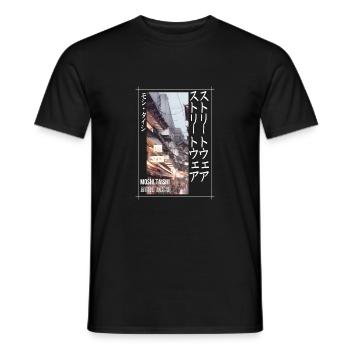 Japanese Streetwear Aesthetic - Men's T-Shirt - black - Front - AI Model Male 178 light (178cm)