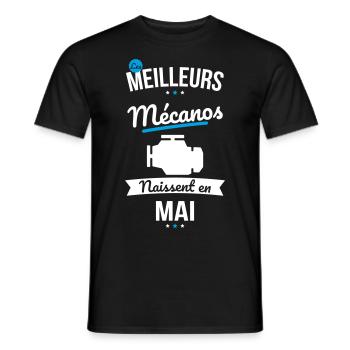 Les meilleurs mécanos naissent en Mai - T-shirt homme - noir - Devant - AI Model Male 178 light (178cm)