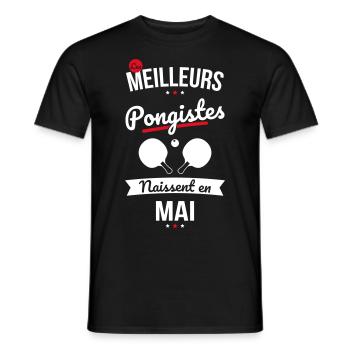 Les meilleurs pongistes naissent en Mai - T-shirt homme - noir - Devant - AI Model Male 178 light (178cm)
