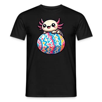 Easter Axolotl on Giant Egg - Men's T-Shirt - black - Front - AI Model Male 178 light (178cm)