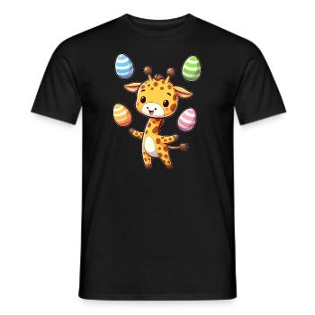 Girafe de Pâques jonglant avec les œufs, Motif artistique - T-shirt homme - noir - Devant - AI Model Male 178 light (178cm)