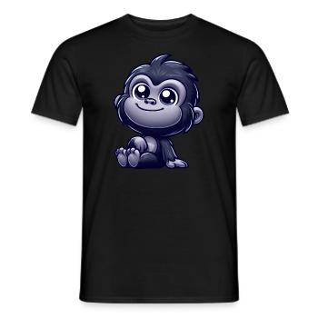 Cute monkey chimpanzee gorilla peaceful happy - Men's T-Shirt - black - Front - AI Model Male 178 light (178cm)