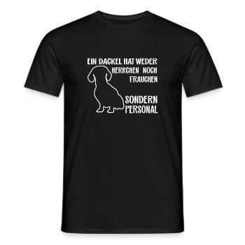 Ein Dackel hat Personal - lustiger Dackelspruch - Männer T-Shirt - Schwarz - Vorne - AI Model Male 178 light (178cm)