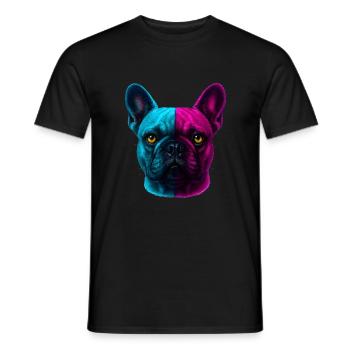 Französische Bulldogge Bully neon - Männer T-Shirt - Schwarz - Vorne - AI Model Male 178 light (178cm)