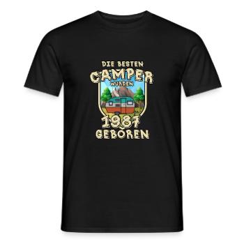Camping Berg Urlaub Freiheit Geboren 1987 - Männer T-Shirt - Schwarz - Vorne - AI Model Male 178 light (178cm)