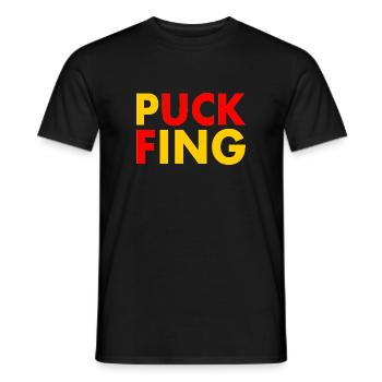 Puck fing - Männer T-Shirt - Schwarz - Vorne - AI Model Male 178 light (178cm)