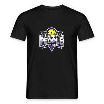 Pickleball Shirt: Happy People Play Pickleball - Männer T-Shirt - Schwarz - Vorne - AI Model Male 178 light (178cm)
