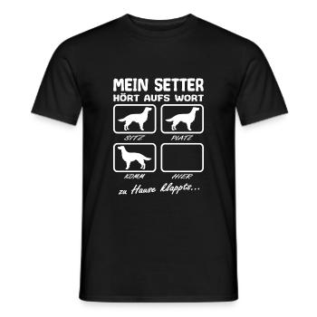 Englischer Setter hört aufs Wort Spruch Lustig - Männer T-Shirt - Schwarz - Vorne - AI Model Male 178 light (178cm)
