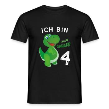 Ich bin 4 Jahre alt Dino Geburtstagsgeschenk - Männer T-Shirt - Schwarz - Vorne - AI Model Male 178 light (178cm)