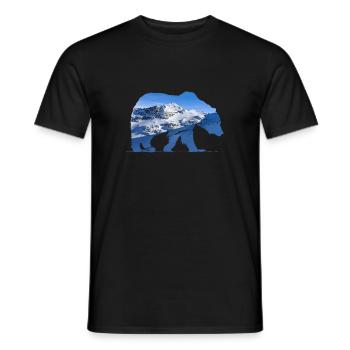 Bear silhouette with mountain photo - Men's T-Shirt - black - Front - AI Model Male 178 light (178cm)