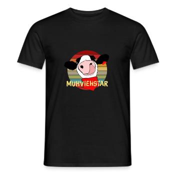 MUVIEHSTAR & Kuh Bauernhof Landwirtschaft Geschenk - Männer T-Shirt - Schwarz - Vorne - AI Model Male 178 light (178cm)